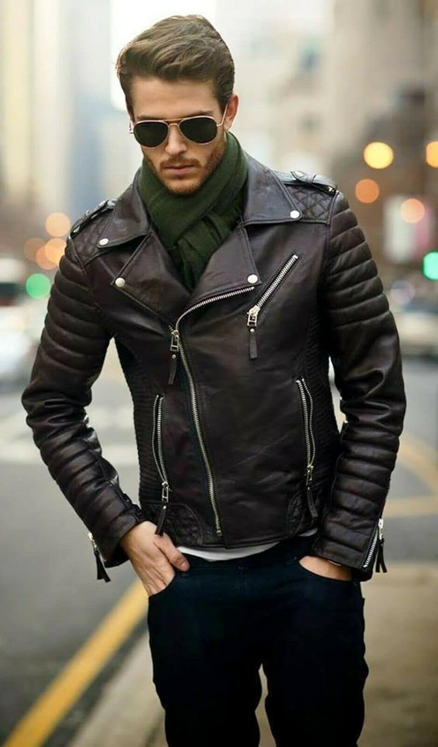 leather bomber jacket men