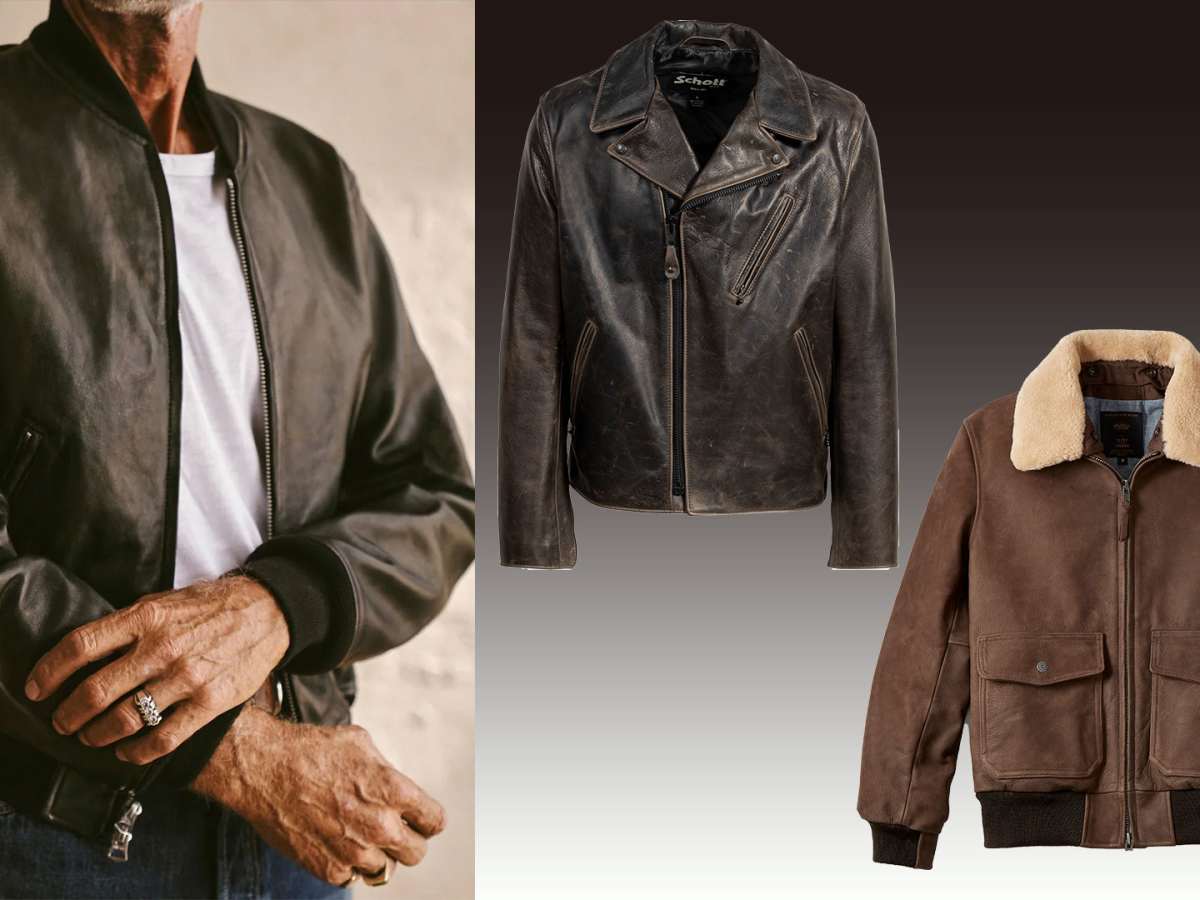 leather bomber jacket men